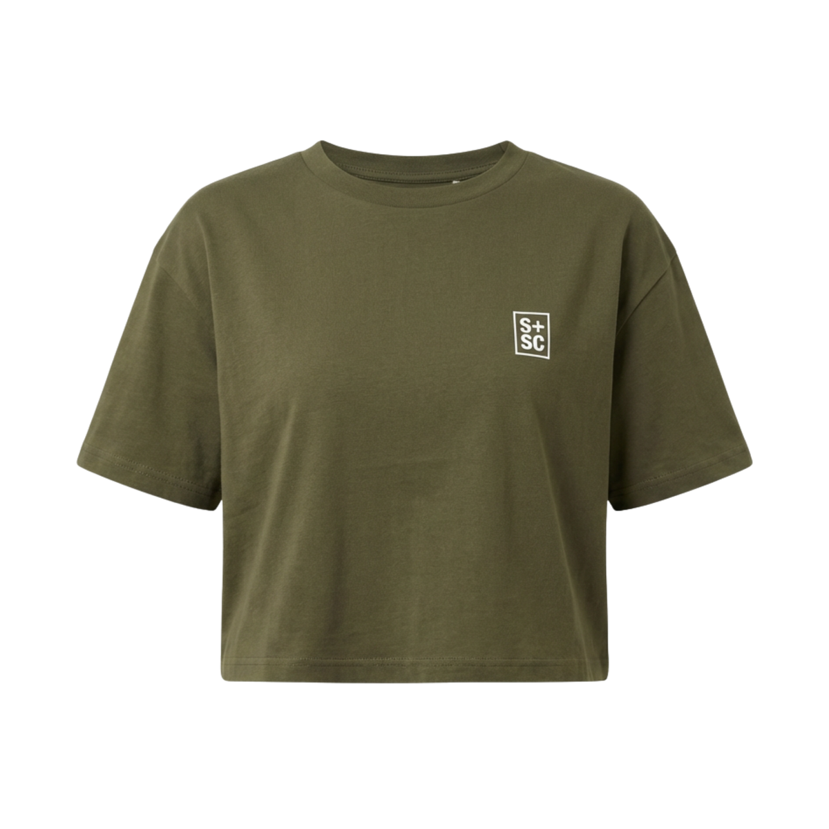 Womens Signature Cropped Tee - Khaki